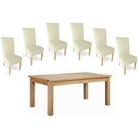 Milano Oak Dining Set - Extending with 6 Cream Leather Chairs