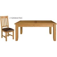 Michigan Oak Dining Set - Large Extending with 8 Upholstered Chairs