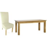 Milano Oak Dining Set - 1.5M with 6 Cream Leather Chairs