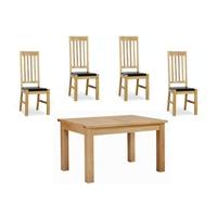 Milano Oak Dining Set - Small Extending with 4 Leather Seated Chairs