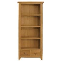 Michigan Oak Bookcase - Tall 3 Shelves 2 Drawers