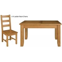 Michigan Oak Dining Set - Extending with 6 Ladder Back Chairs