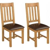 michigan oak upholstered seat dining chair pair