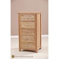 Milano Oak Chest of Drawer - 5 Drawer Wellington