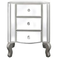 Mirrored 3 Drawer Bedside Cabinet Champagne Trim