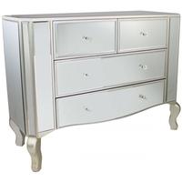 Mirrored 4 Drawer Unit with Champagne Trim