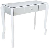 Mirrored 1 Drawer Table with White Trim