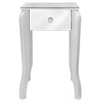 Mirrored Small Lamp Table with White Trim