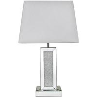 milano mirror rectangle table lamp with white shade