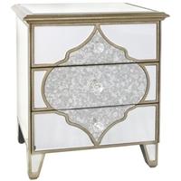 milagro mirrored bedside cabinet 3 drawer