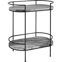 Midnight Black Marble Oval Side Table