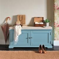 middleton painted shoe bench with doors blue