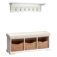 Middleton Painted Bench and Wall Hook Set - Ivory