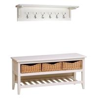 Middleton Painted Shoe Console and Wall Hook Set - Ivory