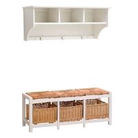Middleton Painted Wicker Storage Seat and Shelf Set