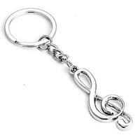 Minimalist Music Symbol Key Chain Buckle Silver Plated Key Holder Stainless Steel