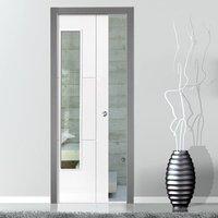 Mistral White Single Pocket Door - Clear Glass