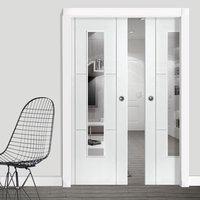 Mistral White Double Pocket Doors - Clear Glass