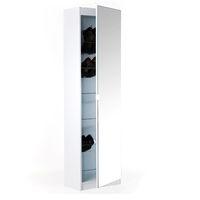 Mirrored Shoe Cabinet in White 180cm