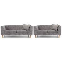 Mina Fabric 3 and 2 Seater Suite Light Grey