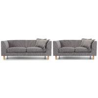 mina fabric 3 and 2 seater suite light grey