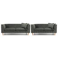 mina fabric 3 and 2 seater suite dark grey