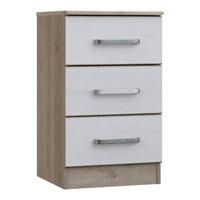 Minnesota 3 Drawer Bedside Natural Oak and Flakewood White