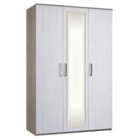 minnesota 3 door mirrored wardrobe grey oak and flakewood white