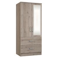 Minnesota 2 Door 2 Drawer Mirrored Wardrobe Natural Oak