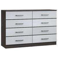 Minnesota 8 Drawer Chest Chocolate Oak and Flakewood White