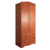 milford 2 door 3 drawer wardrobe pine