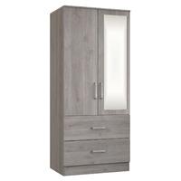 Minnesota 2 Door 2 Drawer Mirrored Wardrobe Grey Oak