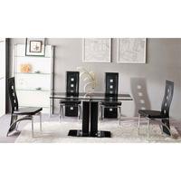 Miami Black Clear Glass Dining Table Only