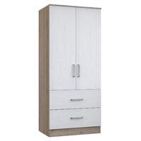 minnesota 2 door 2 drawer wardrobe natural oak and flakewood white