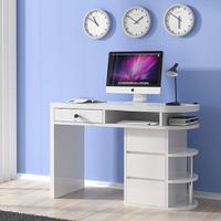 Miami Computer Desk In White High Gloss With 4 Drawers