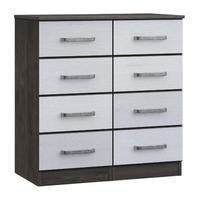 Minnesota 8 Drawer Narrow Chest Chocolate Oak and Flakewood White