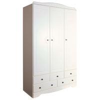 milford 3 door 5 drawer wardrobe white