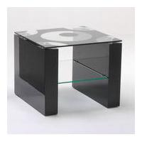 Mirage Lamp Table In Pattern Glass Top With Black Gloss Frame