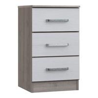 Minnesota 3 Drawer Bedside Grey Oak and Flakewood White