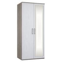 minnesota 2 door mirrored wardrobe grey oak and flakewood white