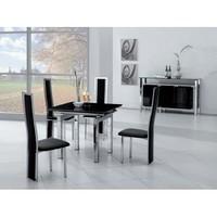 Mini Black Glass Extendable Dining Table With 4 Dining Chairs