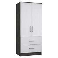 minnesota 2 door 2 drawer wardrobe chocolate oak and flakewood white