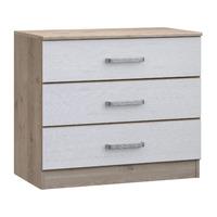 Minnesota 3 Drawer Chest Natural Oak and Flakewood White