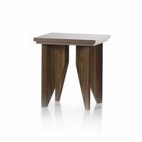 Michigan Wooden Lamp Table Sqaure In Walnut And Grey