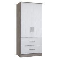 minnesota 2 door 2 drawer wardrobe grey oak and flakewood white