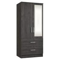 Minnesota 2 Door 2 Drawer Mirrored Wardrobe Chocolate Oak