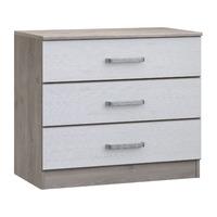 minnesota 3 drawer chest grey oak and flakewood white