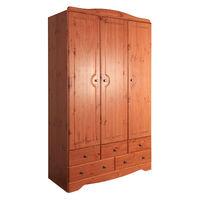 milford 3 door 5 drawer wardrobe pine