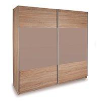 Miami Double Sliding Oak and Gloss Wardrobe