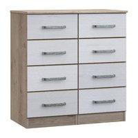 minnesota 8 drawer narrow chest natural oak and flakewood white